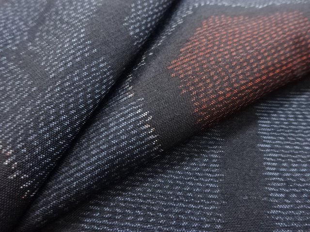  亀甲模様織り出し本場泥大島紬着物